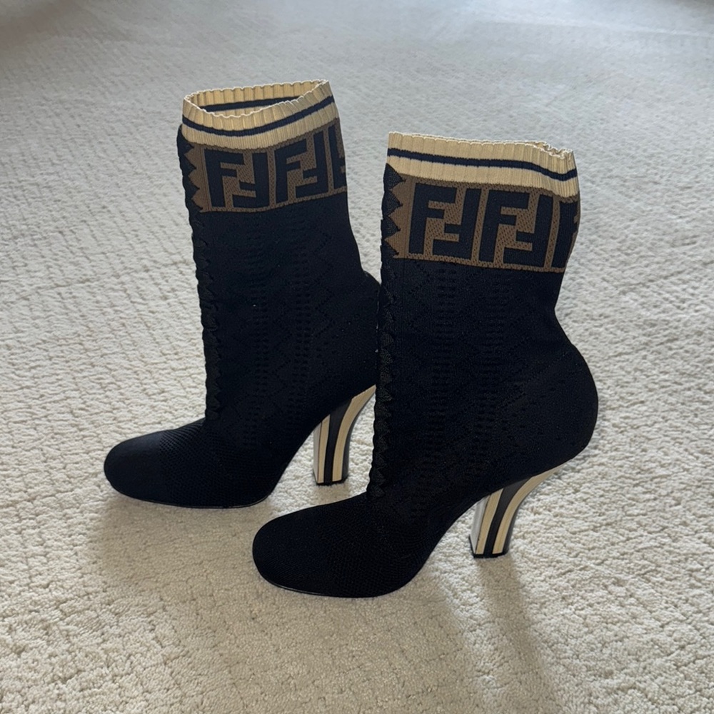 Fendi Black and Tan Women's Boots